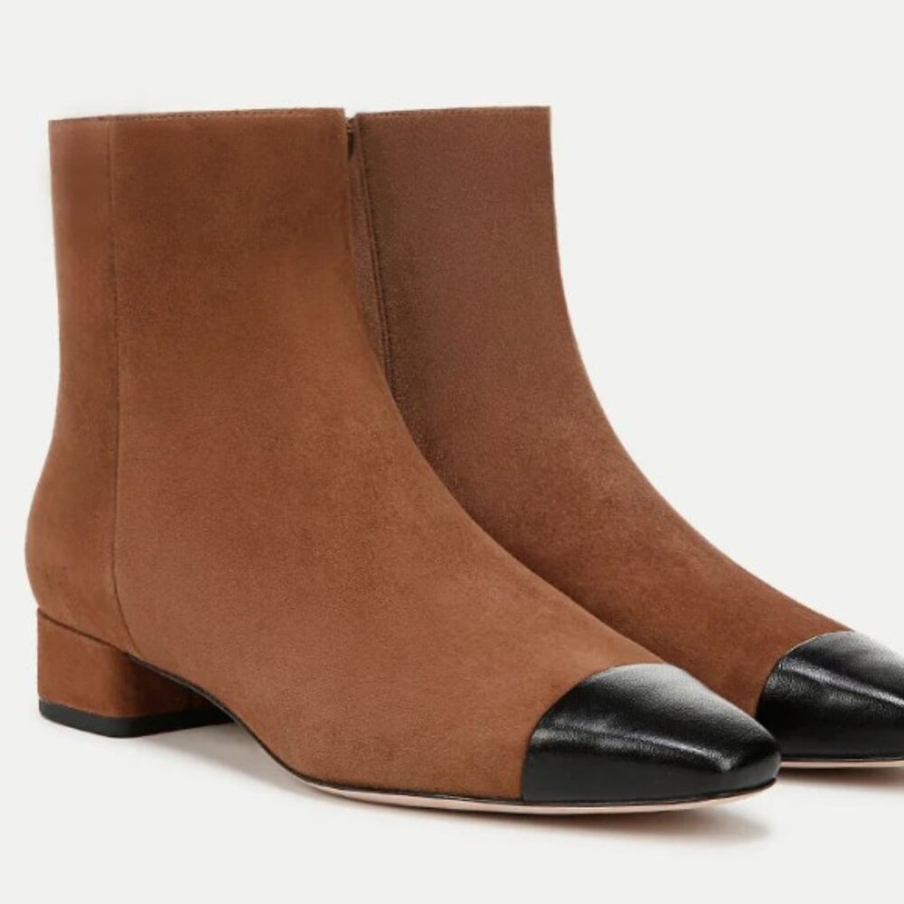 Veronica Beard Cecile Suede Cap-Toe Bootie